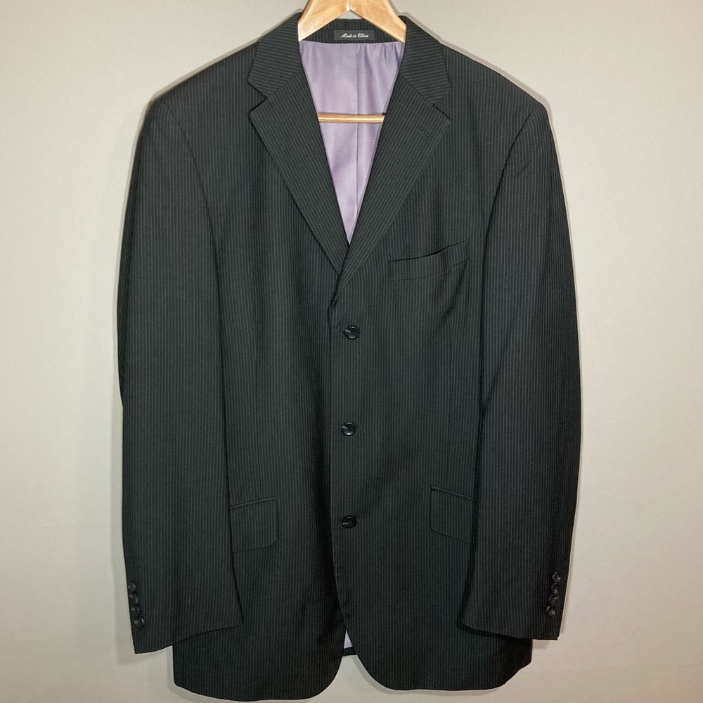 Billy London UK Men's Black Pinstripe 3 button Blazer Suit Jacket 42 L